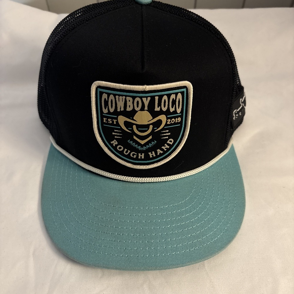 Rough Hand Bullpen Trucker Hat Black Green Snapback Cowboy Loco